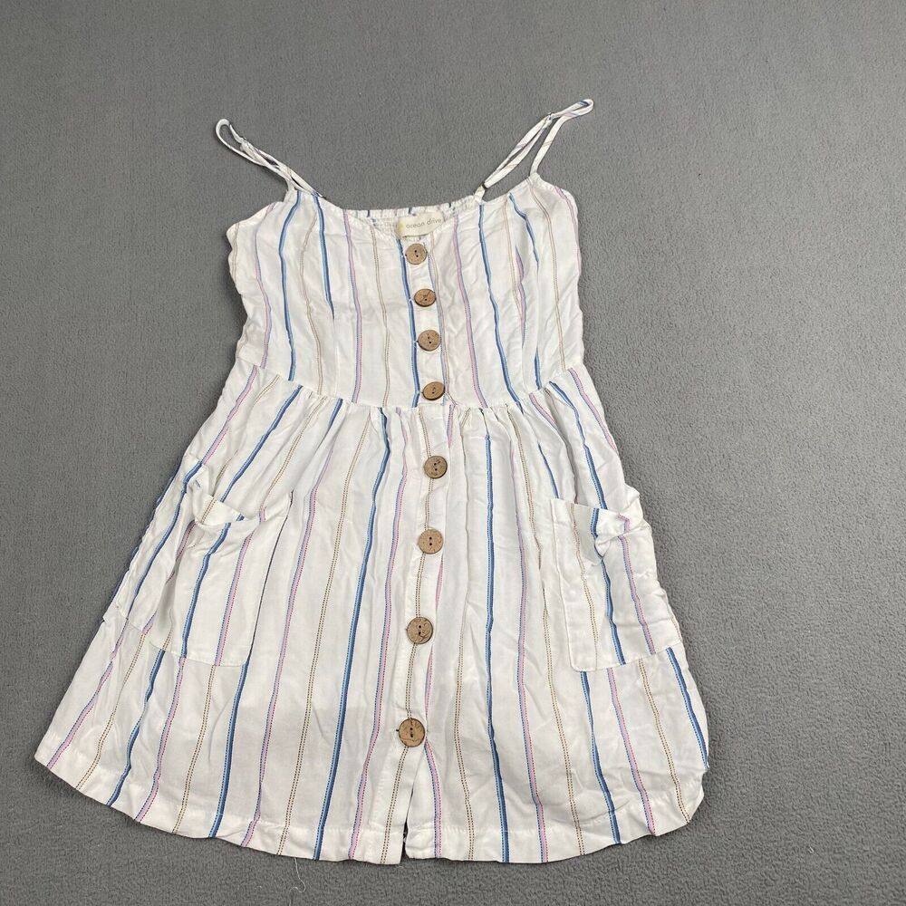Ocean Drive Sleeveless Summer Mini Shift Dress Sz Large Pockets Stripe teenagers